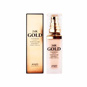 ANJO PROFESSIONAL 24K GOLD FOUNDATION #21 LIGHT BEIGE 40ml, Профессиональная тональная основа 24k золотом #21 Светло-бежевый