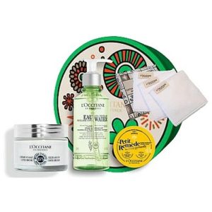 Набор - L'Occitane Karite Face Kit (cr/50ml + micel/water/200ml + balm/15g + cotton/pads/3pcs)