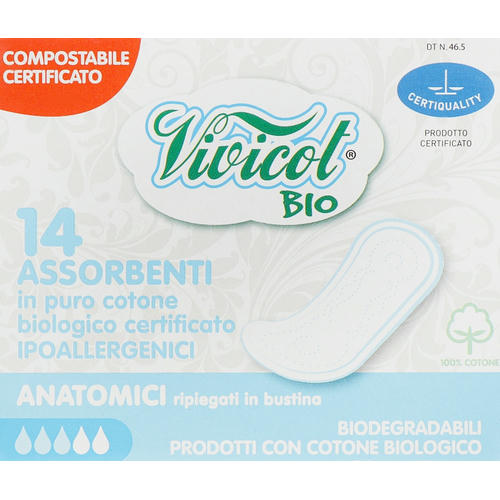 Vivicot Bio Anatomic Pads, Гигиенические ежедневные прокладки, 14шт