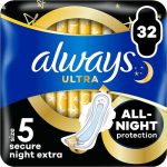 Always Ultra Secure Night Extra, Гигиенические прокладки, размер 5, 32 шт.