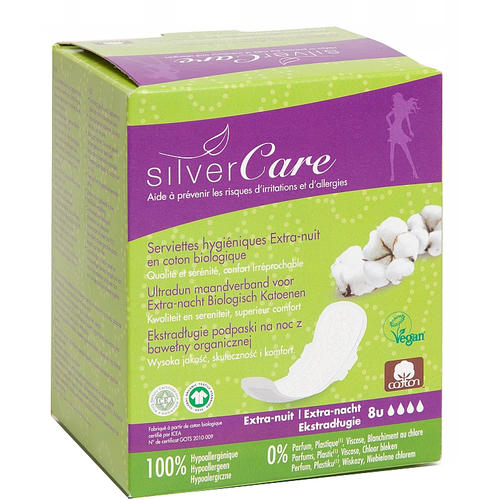 Silver Care, Гигиенические прокладки с увеличенной длиной и впитывающей способностью, 8шт