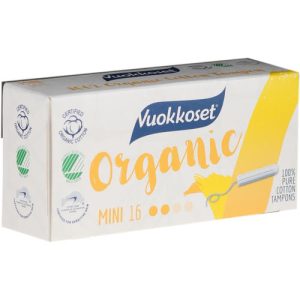 Vuokkoset Organic Mini Tampons, Тампоны мини, органические, без аппликатора, 16 шт