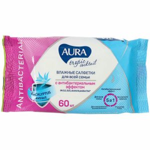 Салфетки влажные Aura Тропический коктейль антибактериальные 60 шт