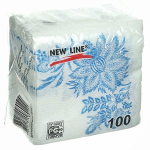 Салфетки бумажные New Line Гжель 100 шт 24х24 см в ассортименте