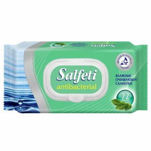 Салфетки влажные Salfeti антибактериальные 72 шт с пластиковым клапаном