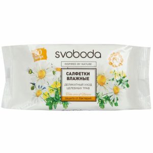 Салфетки влажные Svoboda Natural Деликатный уход нежных трав освежающие 60 шт