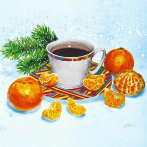 Салфетки бумажные New Line Fresco Мандарины 20 шт 2 слоя 33х33 см