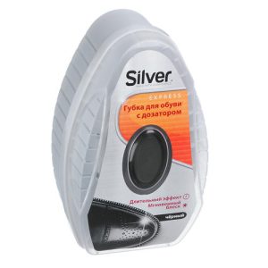 SILVER Губка-блеск для обуви с дозатором, силикон/антистатик, 6мл, черный