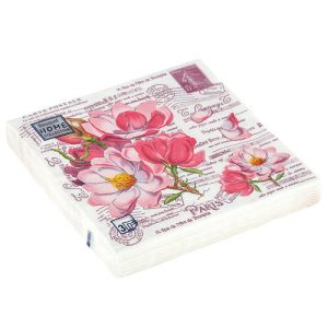 Салфетки бумажные декоративные 33*33, 3сл, 20шт Bouquet Home Collection Classic "Открытка с магнолиями"
