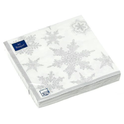 Салфетки Art Bouquet 33*33, 3хсл, 20л. "Снегопад. серебро"