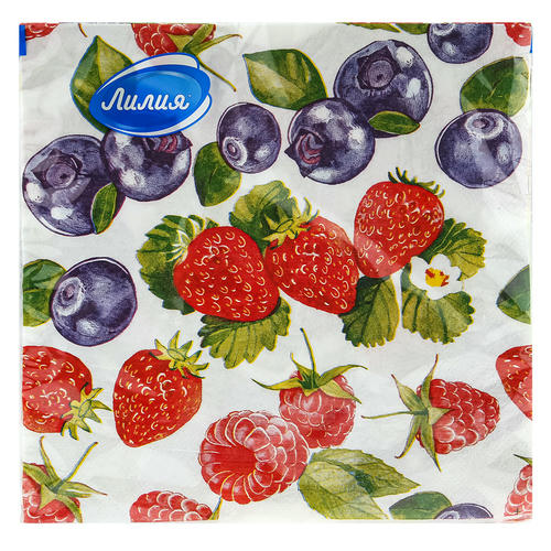 Салфетки бумажные 33х33см "Лилия", 2-х слойные, 20 штук в упаковке, "Ягодный фреш" — изображение 2