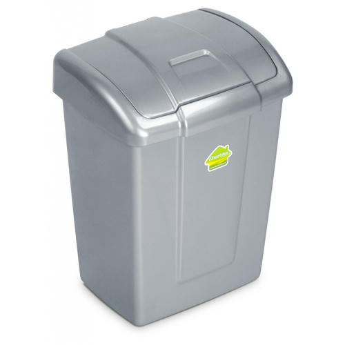 Ведро для мусора с плавающей крышкой пластмассовое "Форте" 9л, 25х20х33см, серебро