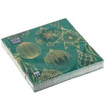 Салфетки 33х33, 3слоя, 20л, Bouquet Home Collection Classic, "Золотые украшения на зеленом"