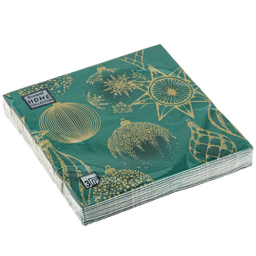 Салфетки 33х33, 3слоя, 20л, Bouquet Home Collection Classic, "Золотые украшения на зеленом"