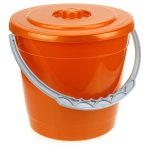 Ведро пластмассовое 5л, д22см, h21см, оранжевый перламутровый, с крышкой
