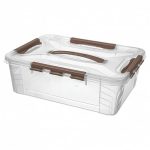 Ящик для хранения универсальный с замками и ручкой "Grand Box" 390х290х124мм 10л (коричневый) пластик Econova