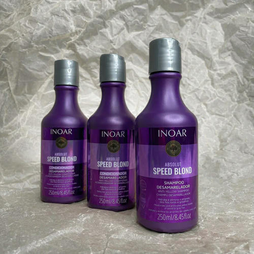 INOAR, Набор INOAR Absolut Speed Blond Shampoo – Фиолетовый шампунь для светлых или блондированных волос, 250 мл. + INOAR Absolut Speed Blond Conditioner - Фиолетовый кондиционер для волос, 250 мл. (2 шт)