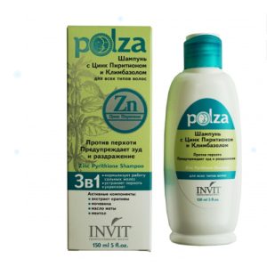 INVIT, Шампунь с Цинк-Пиритионом и Климбазолом Polza, 150 мл