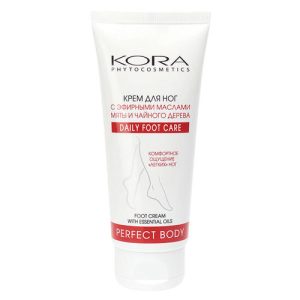 KORA, Крем для ног с эфирными маслами мяты и чайного дерева, 100 мл