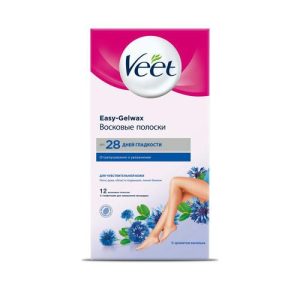 Восковые полоски для депиляции Veet для чувствительной кожи 12шт