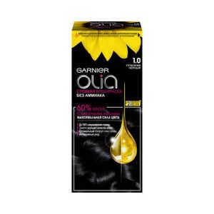 Стойкая крем - краска Garnier Olia для волос 1.0 Глубокий черный
