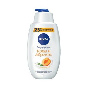 Крем - гель Nivea для душа "Молоко и абрикос" 750мл