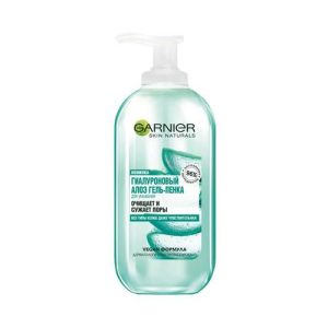 Гиалуроновый алоэ гель - пенка для умывания Garnier Skin Naturals очищает и сужает поры, для всех типов кожи, даже чувствительной 200мл