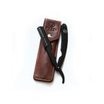 Rebel Barber Protector Black - Опасная бритва с защитой и сменным лезвием с кожаным чехлом