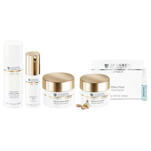 Янсен Косметикс Набор средств для укрепления и защиты зрелой кожи: сыворотка 30 мл + бальзам 50 мл + крем-маска 50 мл + капсулы 50 шт + сыворотка 2 мл х 7 шт (Janssen Cosmetics, Mature Skin)