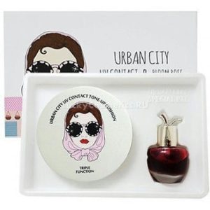 Baviphat Набор Кушон + Тинт Urban City Uv Contact Tone-up Cushion Spf50+ Pa+++ (Urban City Bloom Rose Lip&Cheek #Redpiano Rose)