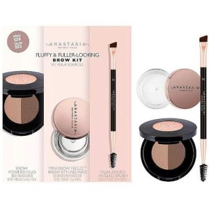 Anastasia Beverly Hills Fluffy & Fuller-Looking Brow Kit Dark Brown (powd/1.6g + wax/2.5ml + brush/1pcs) Набор для бровей