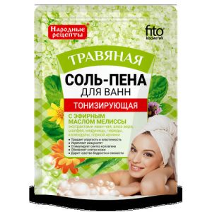 Соль для ванн Народные рецепты травяная с пеной, тонизирующая, 200гр
