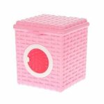 Контейнер для мелочей с крышкой 3 л Ротанг, цвет розовый
