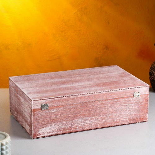 Подарочный ящик 34x21.5x10.5 см деревянный 3 отдела, с закрывающейся крышкой, брашированный — изображение 2