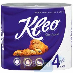 Туалетная бумага Kleo Silk Touch, с перфорацией и тиснением, белая, 4 слоя, 4 рулона