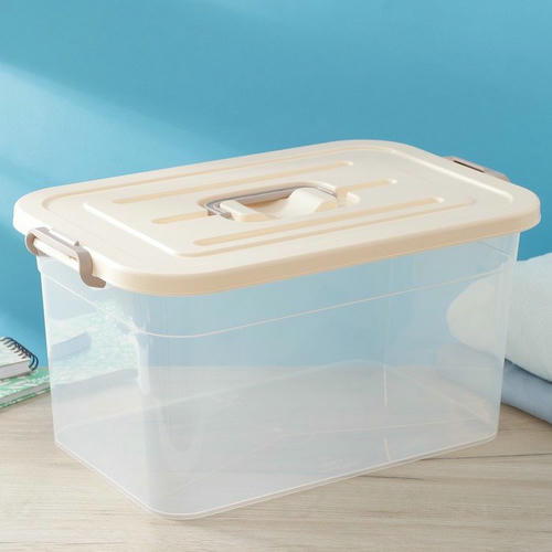 Контейнер для хранения с крышкой RICCO, 15 л, 41,5x27x22 см, цвет бежевый — изображение 2