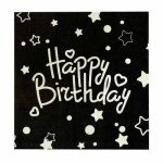 Салфетки бумажные «С Днём Рождения» 33x33 см, набор 20 шт., цвет чёрный