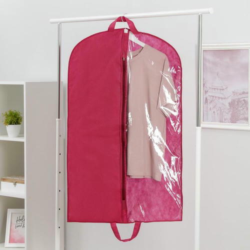 Чехол для одежды 100x60 см, полузакрытый, цвет бордовый — изображение 2