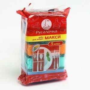 Губка д/посуды макси 5шт.цветные 070840/40
