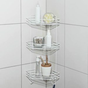 Полка для ванной угловая 3-х ярусная, 21,5*21,5*58,5см, цвет белый