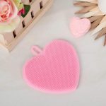 Губка силиконовая «Сердце», 11x11x1,5 см, цвет МИКС