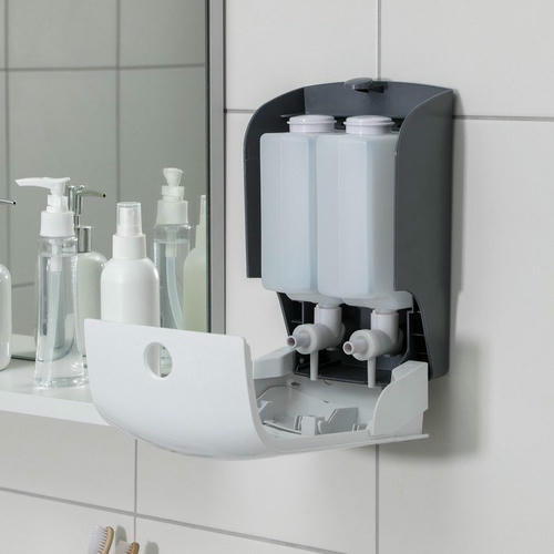 Диспенсер для антисептика или жидкого мыла механический, двойной, 1000 мл, пластик — изображение 2