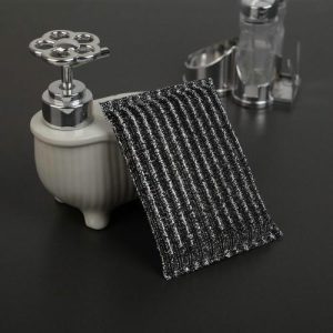 Губка для мытья посуды со стальной стружкой, 12x9x1.5 см