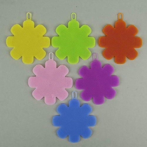 Губка силиконовая «Цветок», 12x12x1 см, цвет МИКС — изображение 2