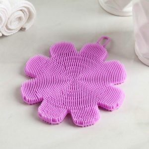 Губка силиконовая «Цветок», 12x12x1,5 см, цвет МИКС