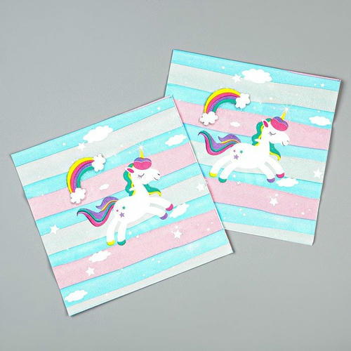 Салфетки бумажные «Радужный единорожка», в наборе 20 шт