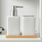 Набор аксессуаров для ванной комнаты SAVANNA Square, 3 предмета (дозатор для мыла, стакан, подставка), цвет белый