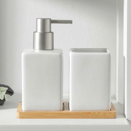 Набор аксессуаров для ванной комнаты SAVANNA Square, 3 предмета (дозатор для мыла, стакан, подставка), цвет белый