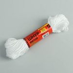 Шнур витой 3-х прядный ПП, d=5 мм, 20 м, цвет белый