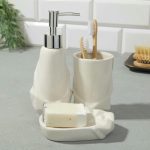 Набор: дозатор, стакан, мыльница Белый